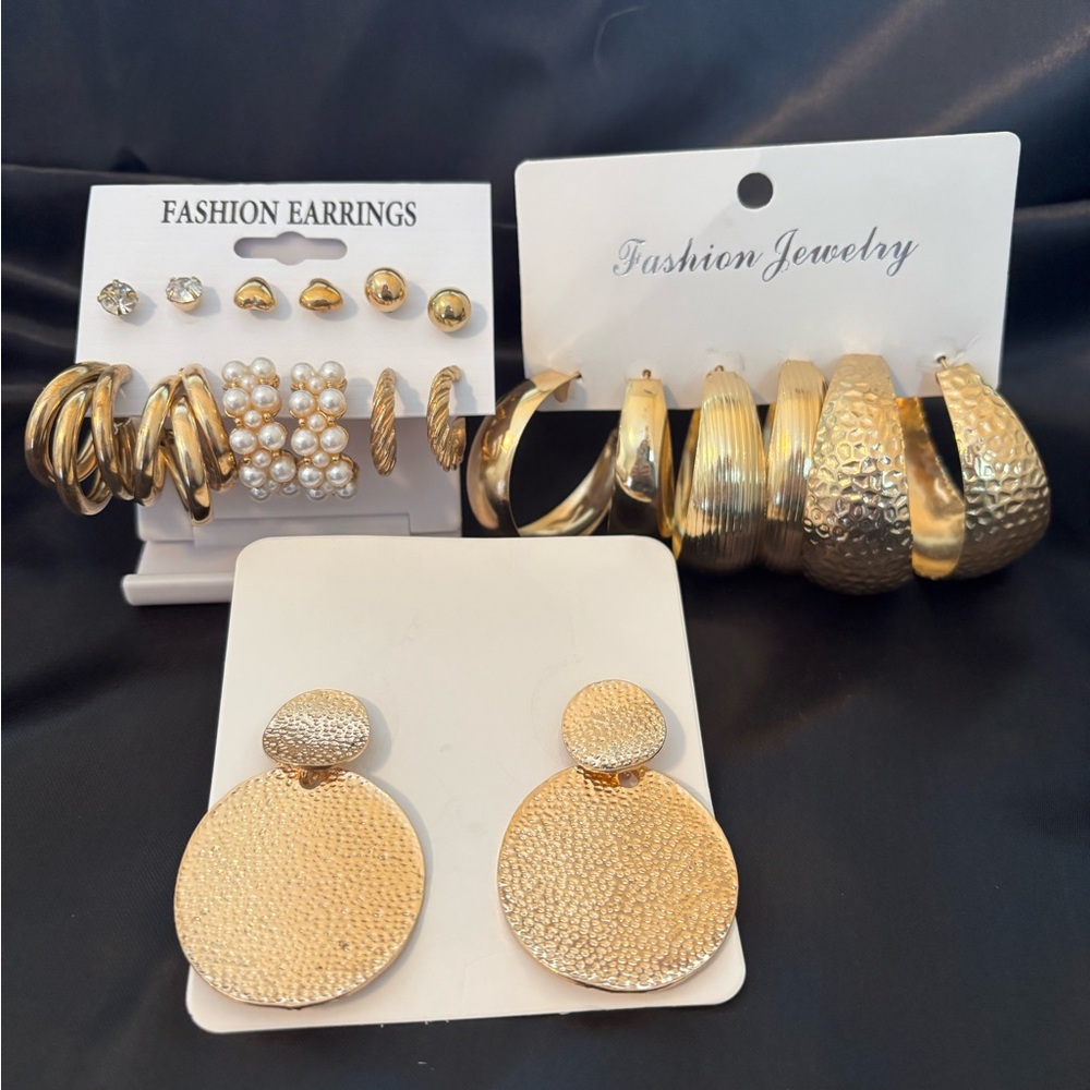 NWT Bundle - 10 Pairs of Gold Toned Fashion Earrings